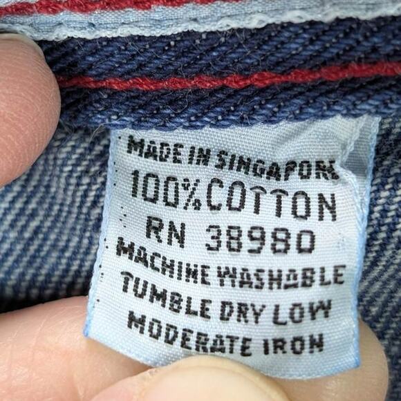 Vtg castle sq Jeans Womens 15/16 Blue Denim Red Contrast Stitching Retro 1970s - Picture 7 of 11